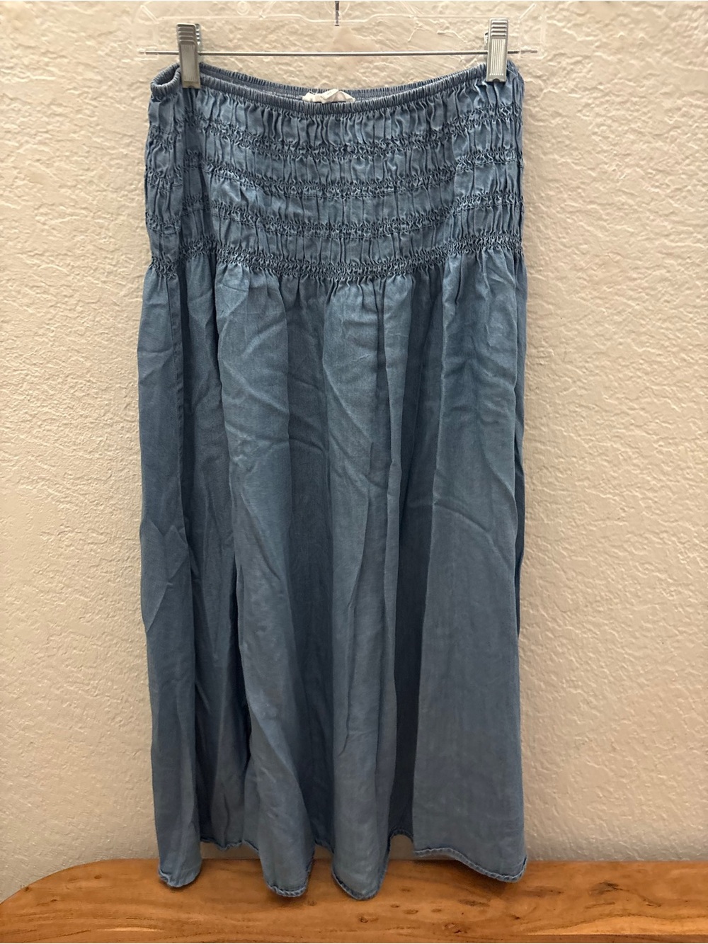 Blu Pepper Light Blue Smocked Maxi Skirt